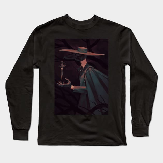 Caped Crow Long Sleeve T-Shirt by Cleo Naturin